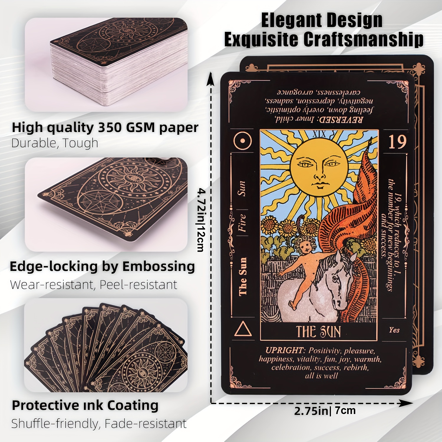 Beginner Tarot Cards Set With Meaningful Classic Designs, Durable Paper Material, Includes Guidebook And Storage Bag - Game & Accessories