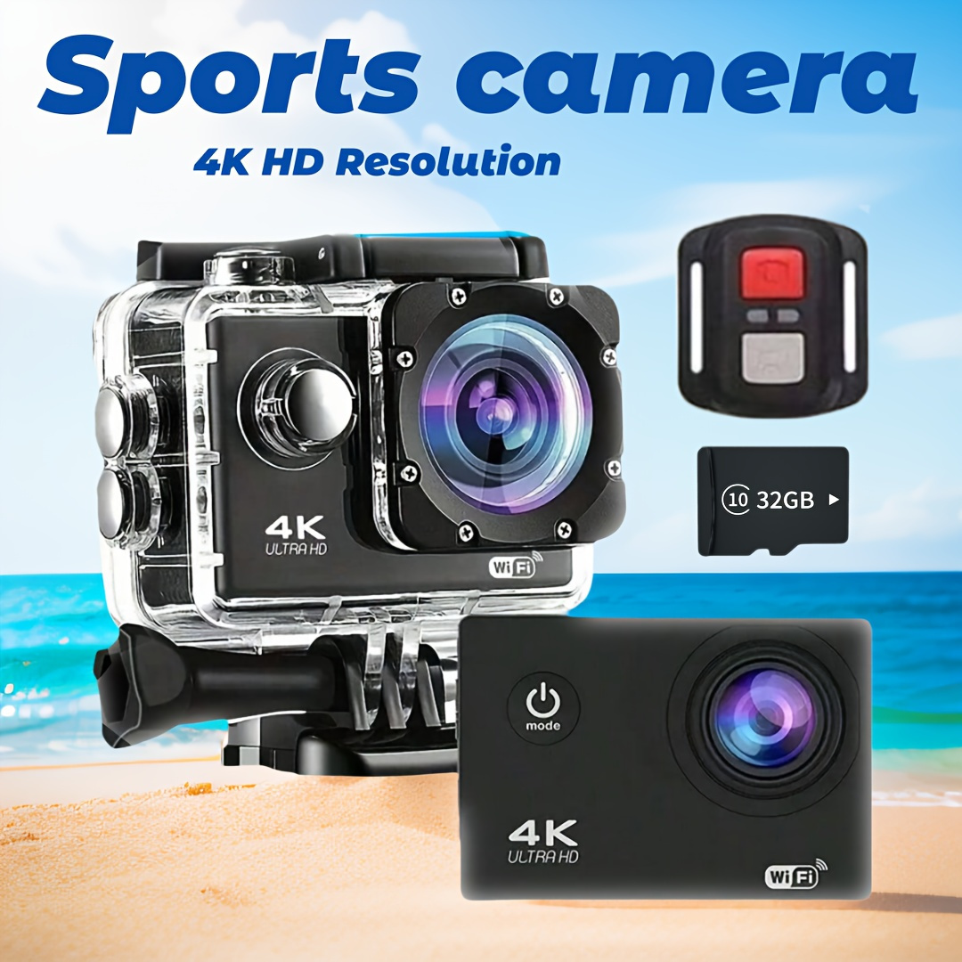 Action 4K Camera UHD - Waterproof, Remote Control, with 32GB Card, 170° Wide Angle Lens, 2.0 lnch Screen, Image Stabilization and Accessory Kit - Perfect for Shooting in a Variety of Environments - Capture Your Adventures