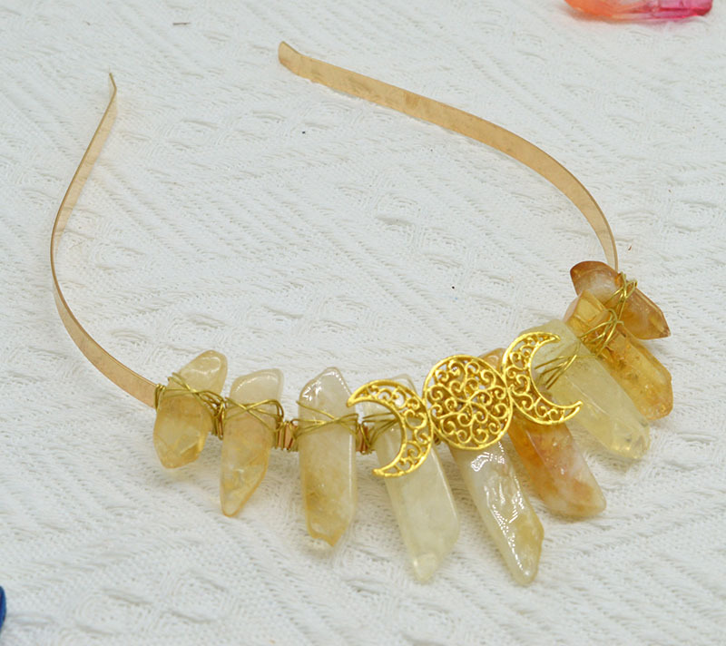 Natural Crystal Triple Golden Moon Headband