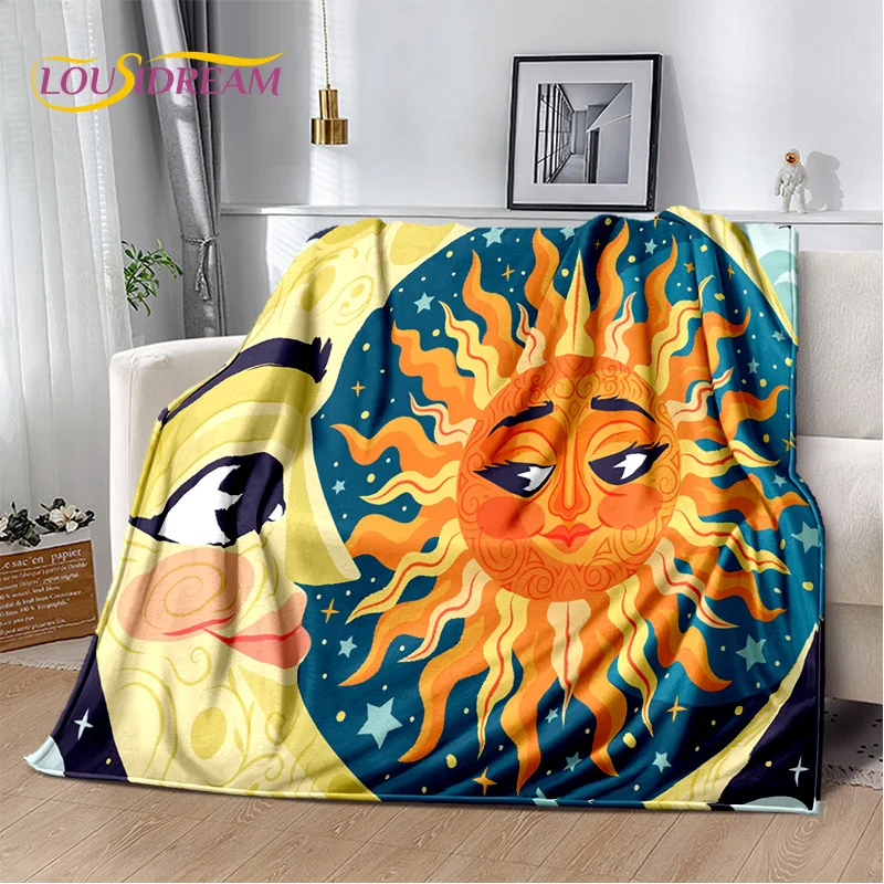 Sun Moon Mandala Magic Witchcraft Tarot Blanket,Soft Throw Blanket for Home Bedroom Bed Sofa Picnic Travel Office Cover Gift Kid