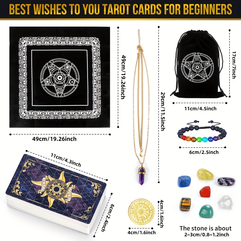 Tarot Cards Set Deck With Guidebook, Fortune Telling Toy With Crystal-Pendulum-for Beginners