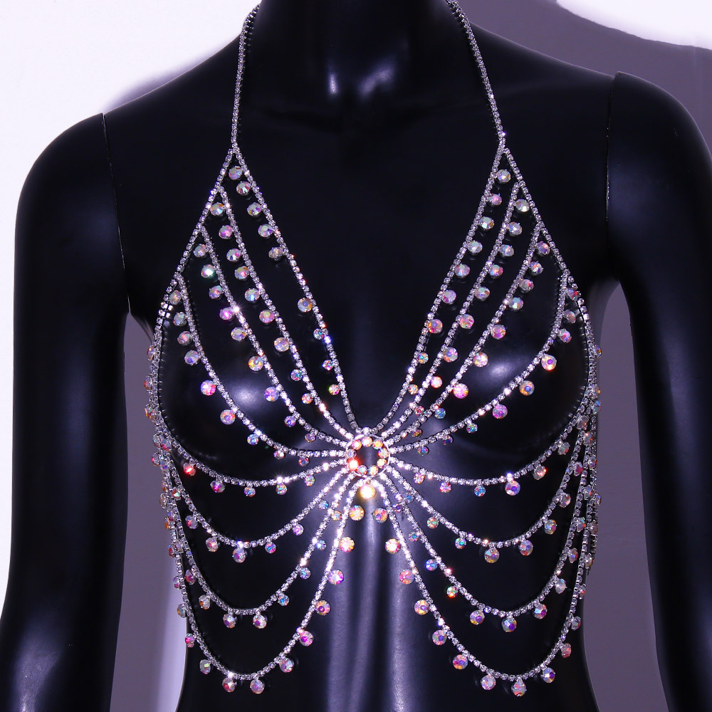 Colorful Wave Diamond Body Chain Chest Chain Sexy Nightclub