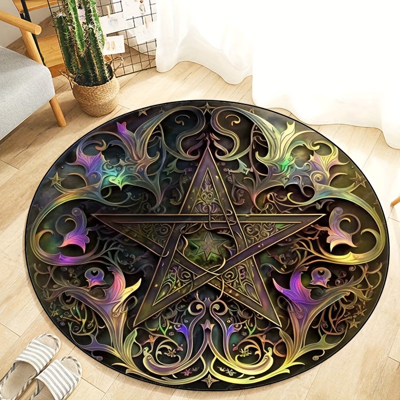 Velvet Round Rug Enchanting Pentagram