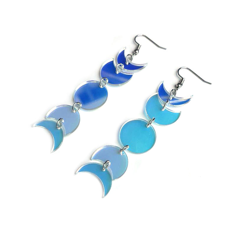 Colorful Acrylic Geometric Round Moon Long Women's Earrings